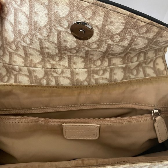 Christian Dior Trotter Romantic Hand Bag PVC Leather Beige Auth - Picture 9 of 11